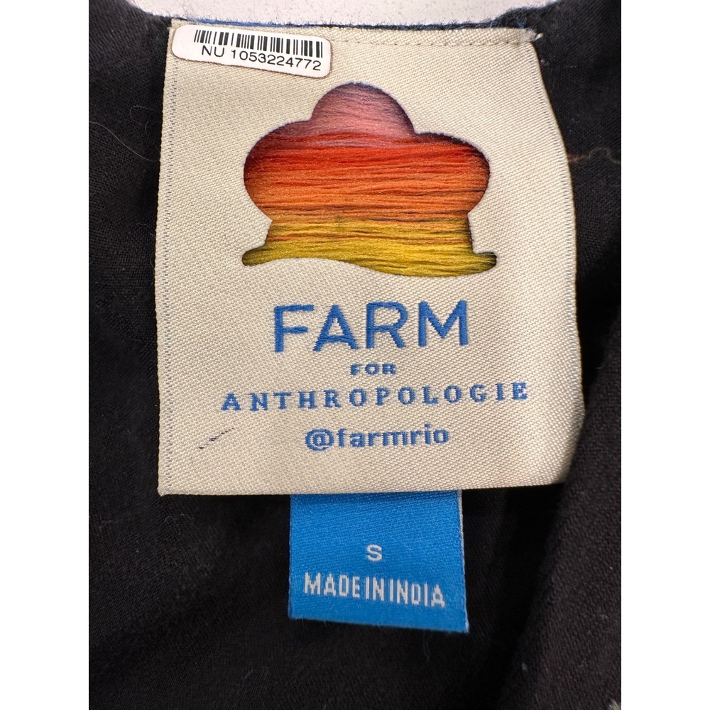 Farm Rio Embroidered Wide‎ Leg Floral Jumpsuit Small Black Floral Anthropologie - Picture 6 of 16